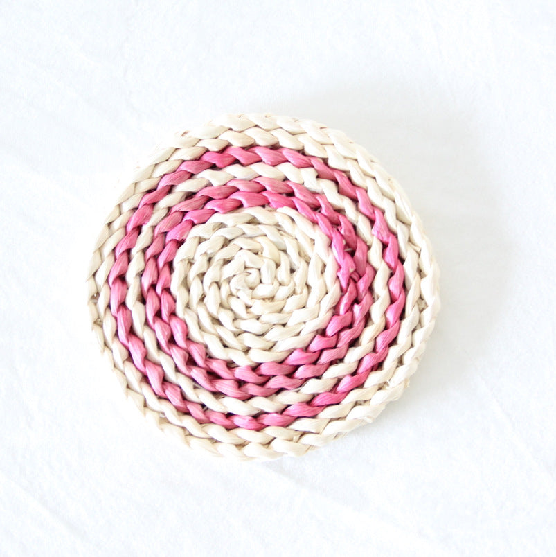 Japanese-style home natural corn husk handmade straw woven tea mat table mat heat-resistant casserole mat plate cup placemat