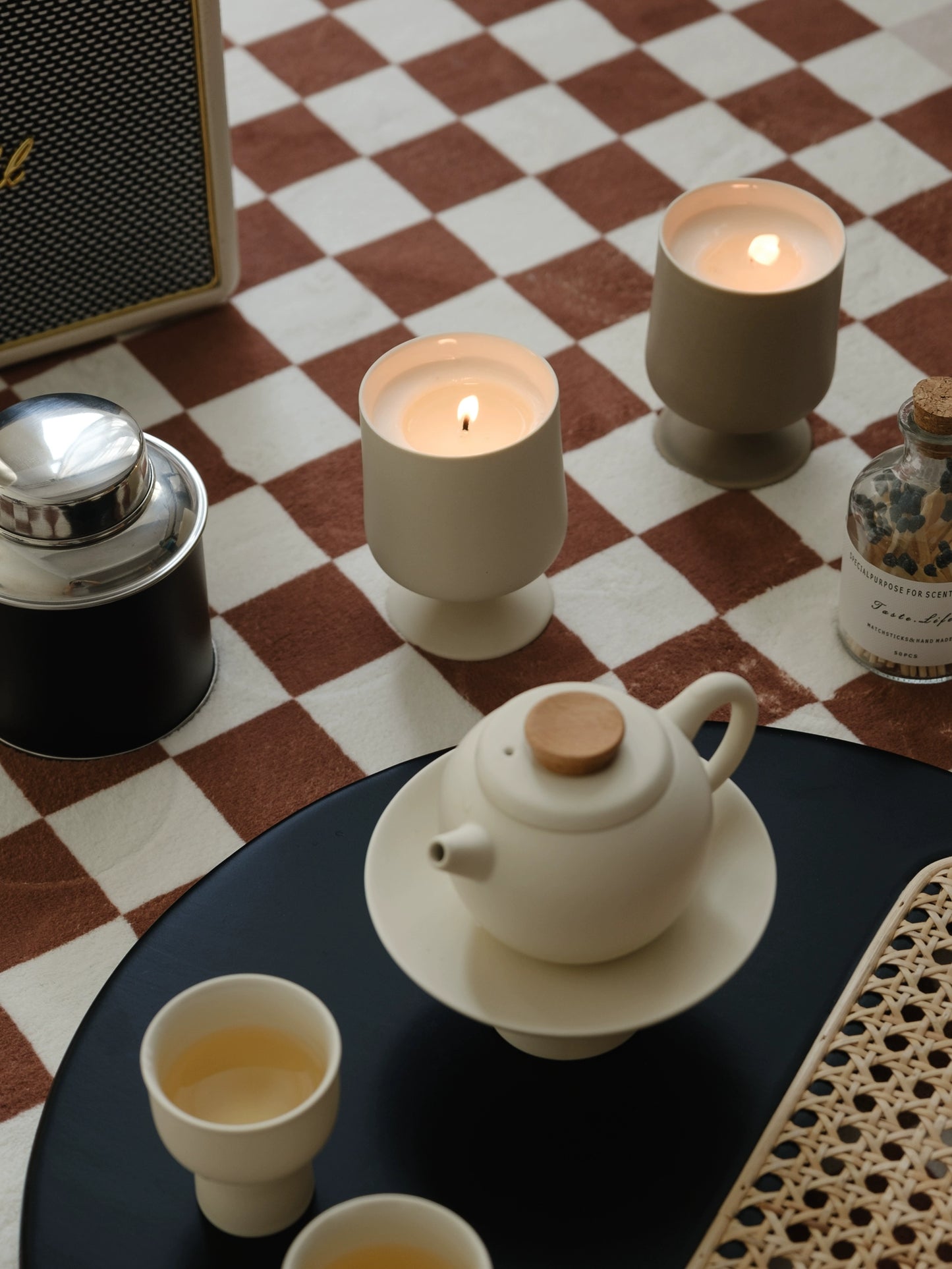 Japanese cream simple high teapot tea set
