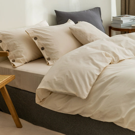 Pure cotton washed cotton bed four-piece set cotton Japanese-style bedding dormitory bed single three-piece solid color quilt cover fitted sheet