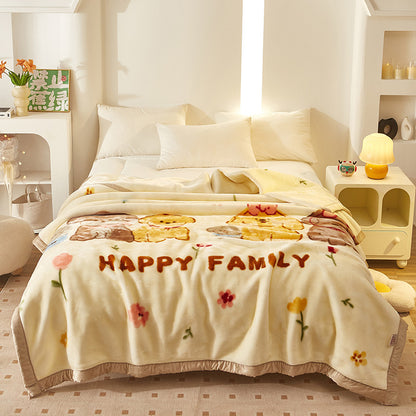 Thickened Raschel Blanket Winter Warm Blanket Flannel Cover Blanket Bed Sheet Double Layer Antistatic Cloud Blanket