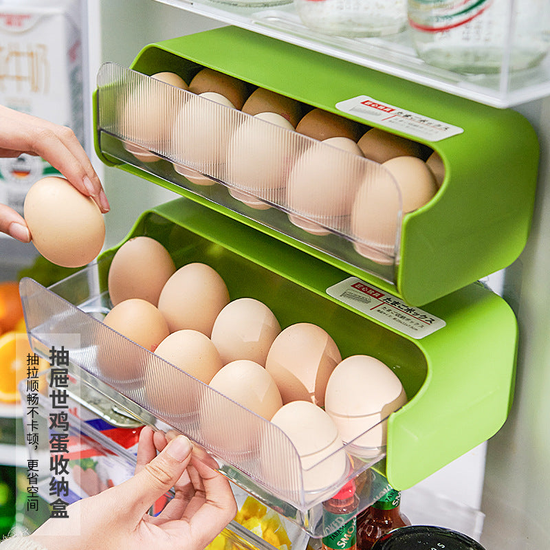 Refrigerator Storage Box Side Door Organizer Box Egg Carton Wall Mounted Kitchen Organizer Crisper Plastic