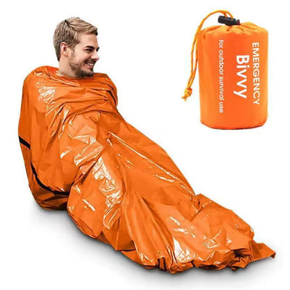 Support cross-border consignment of labeled outdoor emergency sleeping bags, portable survival raincoats, hiking, camping, and thermal insulation raincoats