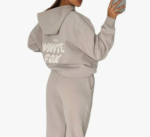 European and American spring, autumn and winter new sweatshirt set fashion sports LOGO long-sleeved pullover hooded sweatshirt two-piece set