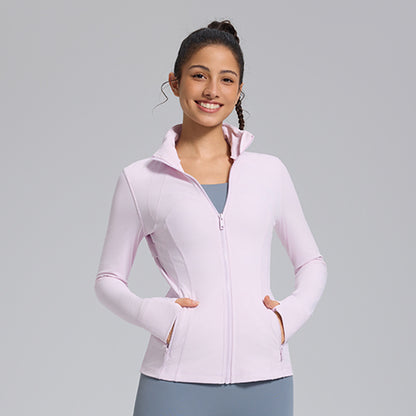 Define yoga wear jacket spring and autumn winter yoga top breathable running fitness stand collar skinny sports coat