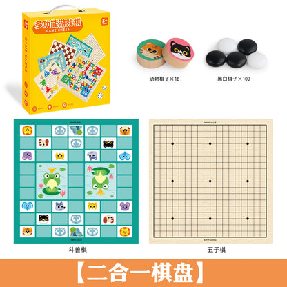 Wooden Multifunctional Indoor Games Chess, Ludo, Adult Interactive Board Game Gifts, Children's Toys Puzzle