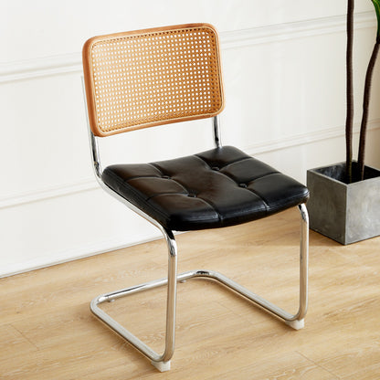 A piece of rattan chair ins wind leather medieval chair retro home rattan dining chair Nordic balcony backrest chair