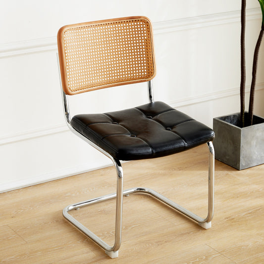 A piece of rattan chair ins wind leather medieval chair retro home rattan dining chair Nordic balcony backrest chair