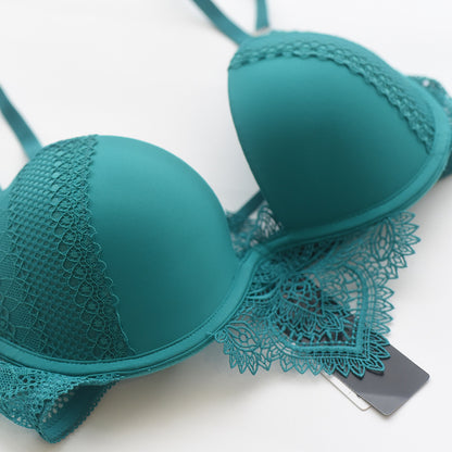 ✨ French Lace Push-Up Bra – Sexy Gathered Design for Small Bust, Anti-Sagging Support, Elegant Lingerie for Women