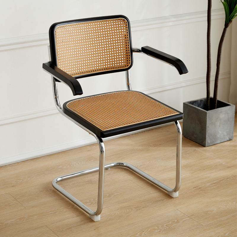 A piece of rattan chair ins wind leather medieval chair retro home rattan dining chair Nordic balcony backrest chair