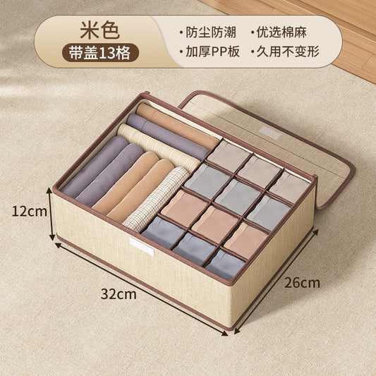 Cotton and linen underwear storage box, home student dormitory, socks and underwear three-in-one drawer separation and organizer box