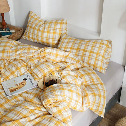 Simple cotton fitted sheet style naked sleeping solid color four-piece set