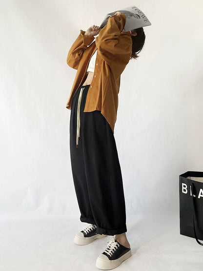 Khaki Lantern Japanese High Waist Casual Overalls