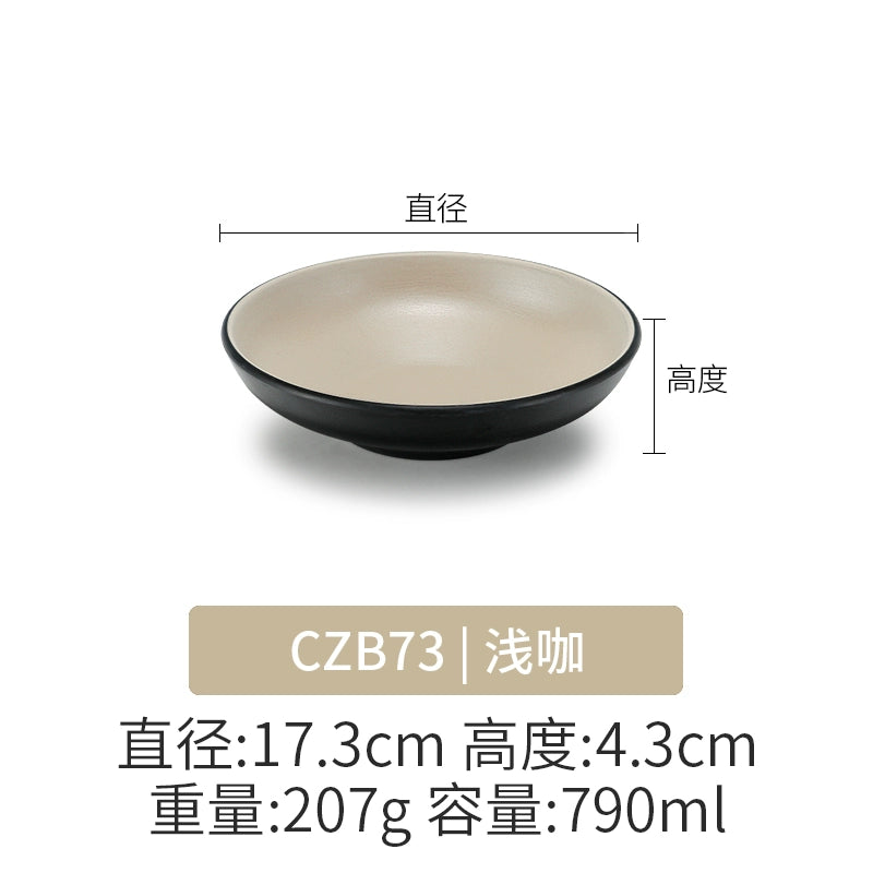 Retro Noodle Shop Imitation Porcelain Two-color Plastic Frosted Bamboo Hat Bowl