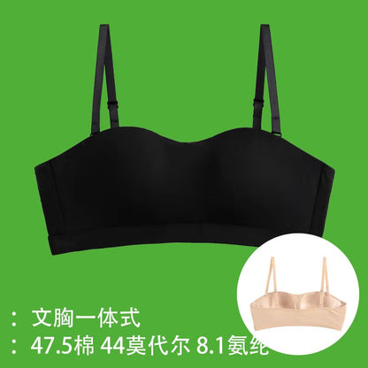 Broken code Qingmei back with chest pad bra one-piece sling tube top female anti-light bottoming student pure cotton underwear