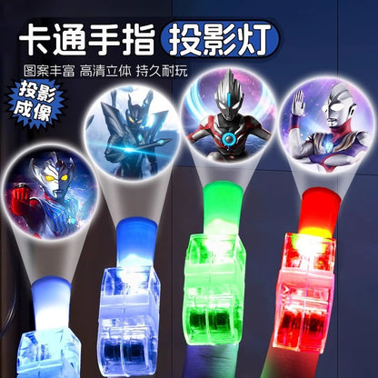 Ultraman finger luminous projection lamp boy cartoon pattern toys wholesale children's small toys net red projection lamp
