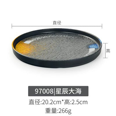 Melamine plate Japanese-style plastic barbecue plate imitation porcelain round flat plate barbecue plate restaurant hot pot tableware dish