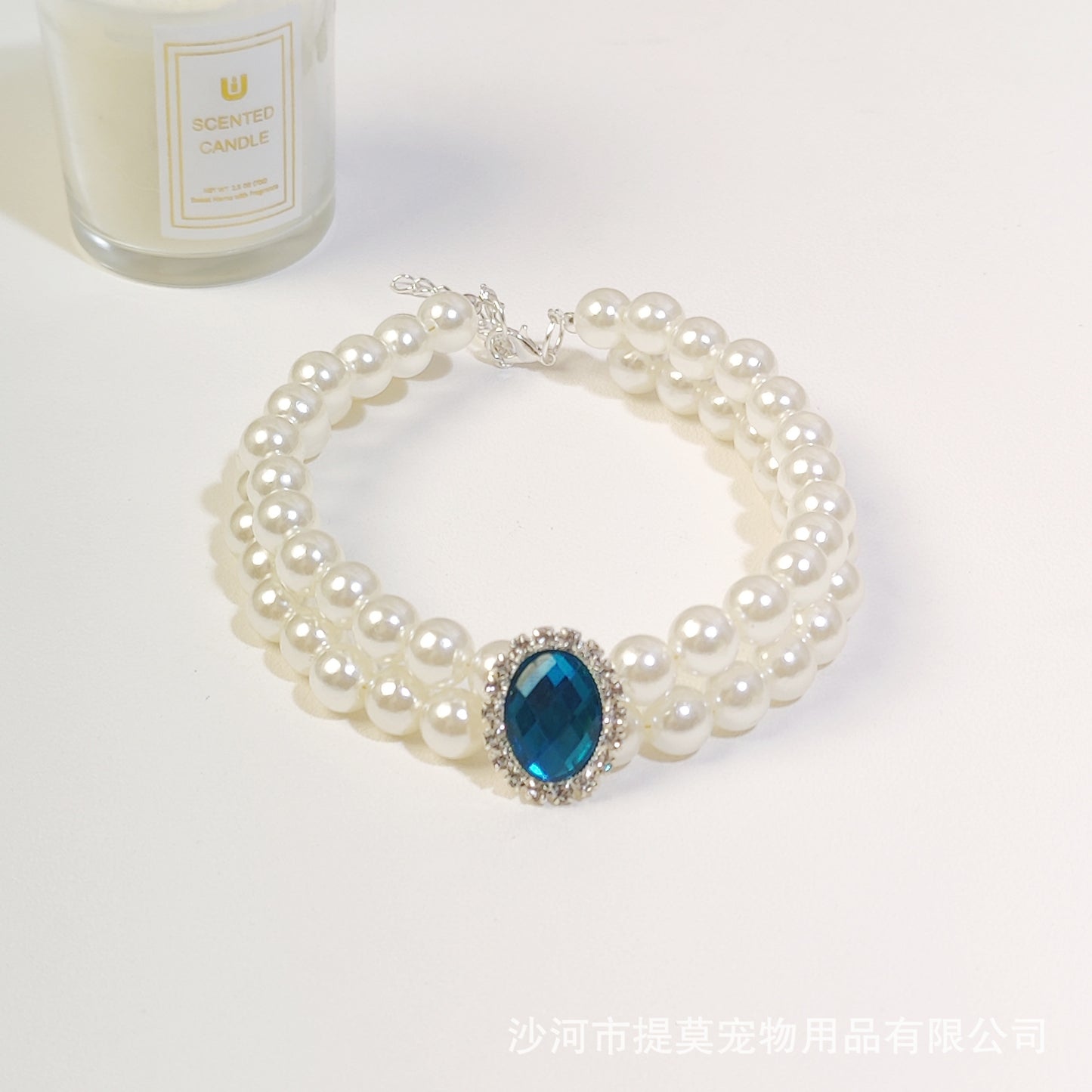 Pet cat devon kitten dog pearl necklace collar small fragrance breeze gemstone bow puppet accessories cross-border