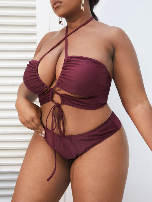 Women's Swimwear – Large Size Split Bikini, Sexy Fit, Solid Color, European & American Style