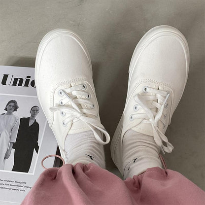 White shoes Japanese basic style canvas small white female students autumn all-match new street style white sneakers