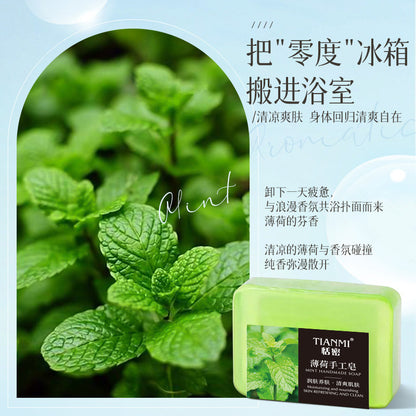 Tianmi 90g series jasmine rose mint osmanthus lemon honey essential oil soap deep cleansing face wash