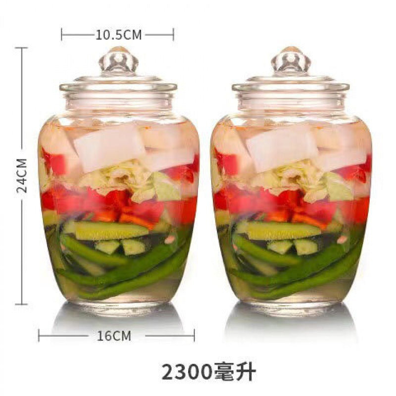 Pickle jar transparent glass jar household pickled sealed jar glass bottle with lid small pickle jar storage jar