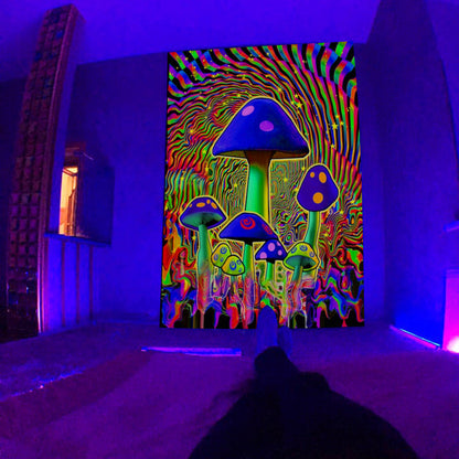 Amazon Black Light Skull Tapestry Ultraviolet Active Psychedelic Neon Tapestry Tree of Life Luminous Party Background