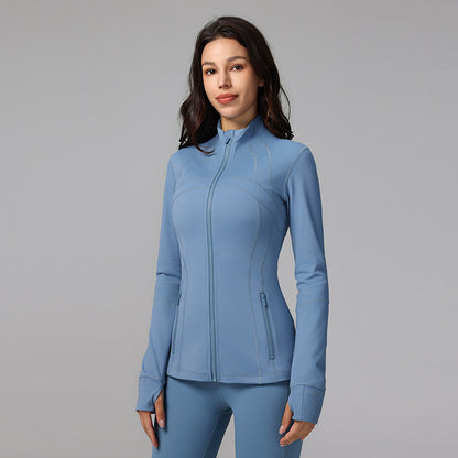 Define yoga wear jacket spring and autumn winter yoga top breathable running fitness stand collar skinny sports coat