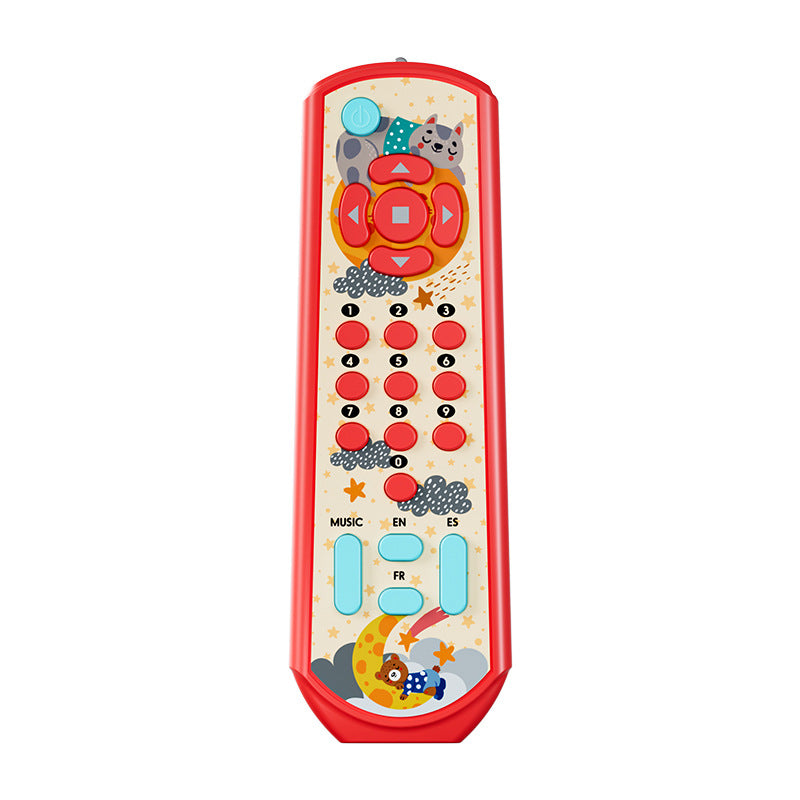 Infant puzzle lighting, trilingual music, TV, simulation remote control, early education, foreign language, multi-functional toys