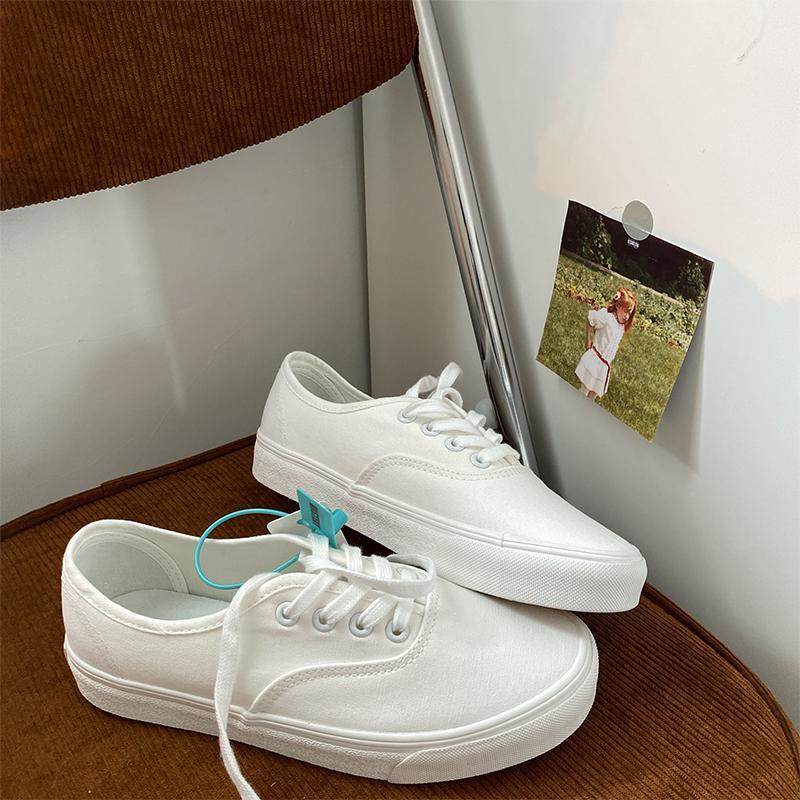 White shoes Japanese basic style canvas small white female students autumn all-match new street style white sneakers