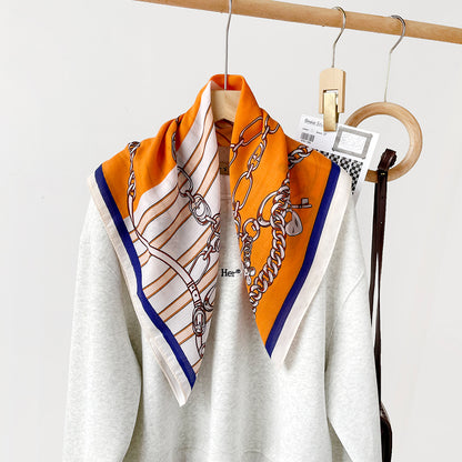 New herringbone cashew silk scarf, color-blocking square scarf, literary retro small square scarf, decorative scarf, breathable scarf