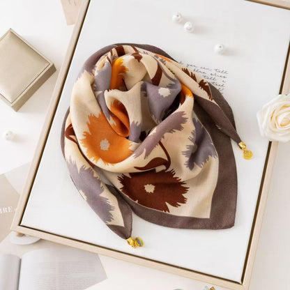 warm square scarf, magnetic buckle, triangle silk scarf, cotton scarf, women's spring, autumn and winter, style scarf, temperament and versatile