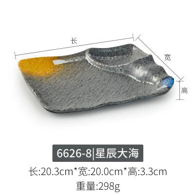 Melamine plate Japanese-style plastic barbecue plate imitation porcelain round flat plate barbecue plate restaurant hot pot tableware dish
