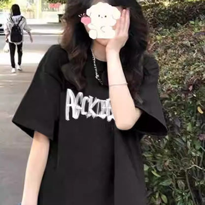 Pure cotton American short-sleeved T-shirt women's new explosive summer loose oversized design niche half-sleeve upper clothes