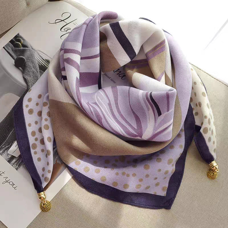 warm square scarf, magnetic buckle, triangle silk scarf, cotton scarf, women's spring, autumn and winter, style scarf, temperament and versatile