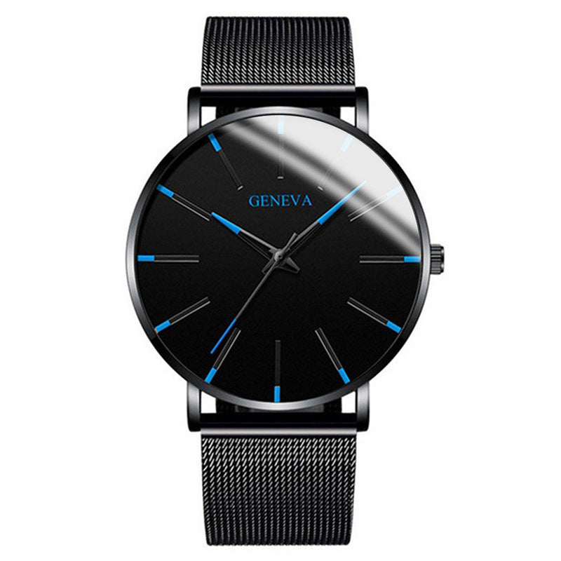 fashion blue needle men's watch men's watch quartz watch mesh belt spot one piece