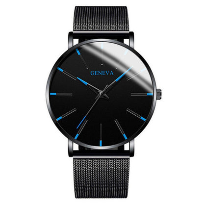 fashion blue needle men's watch men's watch quartz watch mesh belt spot one piece