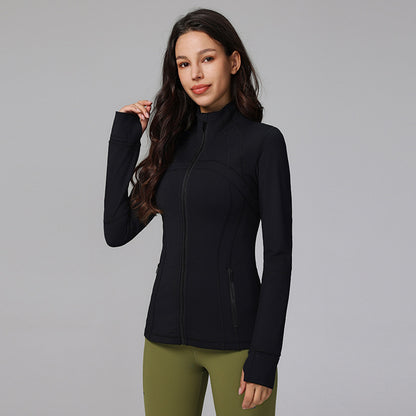 Define yoga wear jacket spring and autumn winter yoga top breathable running fitness stand collar skinny sports coat