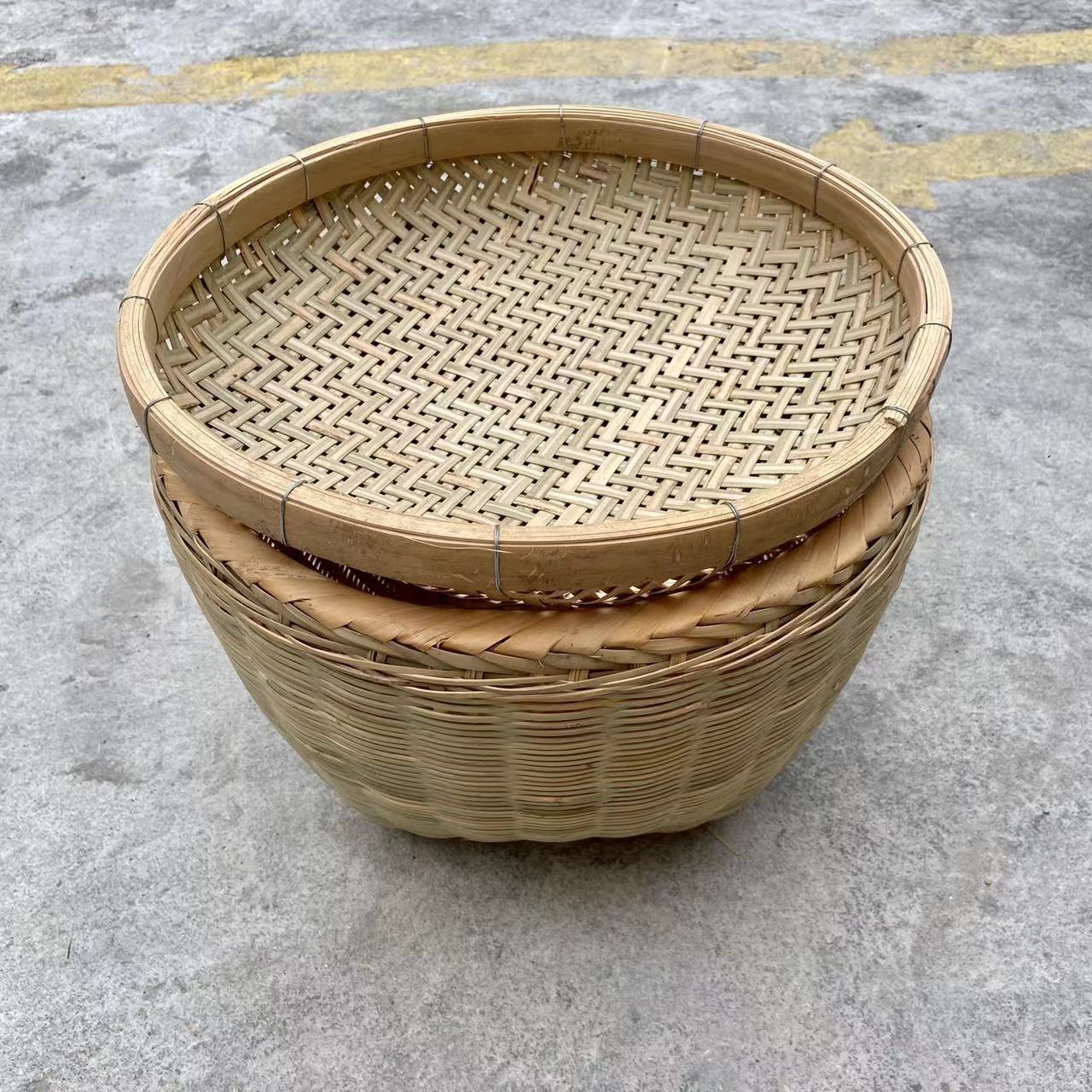 Bamboo woven product basket basket festive grain supermarket restaurant display small and large happy event washing rice bamboo basket