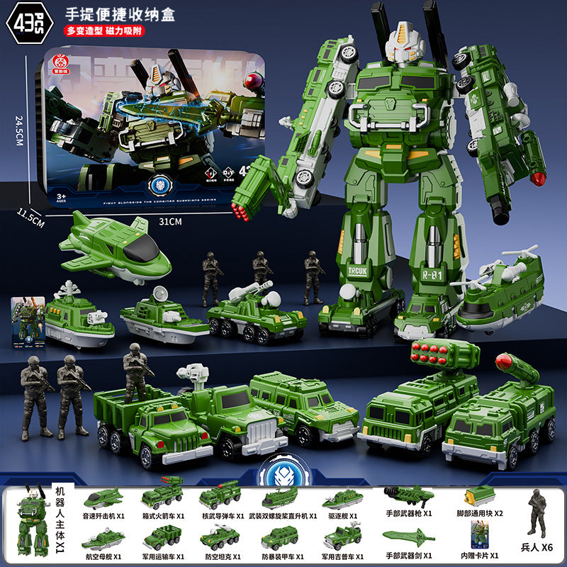 genuine children's magnetic transformer robot diamond building blocks magnetic boy toys magnetic assembly engineering vehicle
