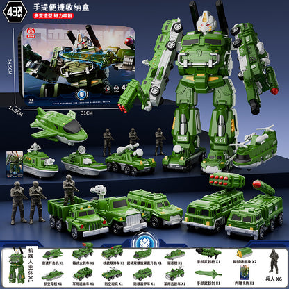 genuine children's magnetic transformer robot diamond building blocks magnetic boy toys magnetic assembly engineering vehicle
