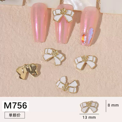 Net red manicure small fragrant wind jewelry love bunny new bow camellia dripping oil nail decoration stickers