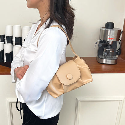 Pure color bag women new trendy Korean version simple shoulder Messenger bag spring and summer new small fresh saddle bag