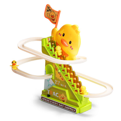 New Little Yellow Duck Electric Stair Climbing Toy Rail Car Slide Baby Puzzle 0-3 Years Old Baby Gift