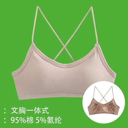Broken code Qingmei back with chest pad bra one-piece sling tube top female anti-light bottoming student pure cotton underwear