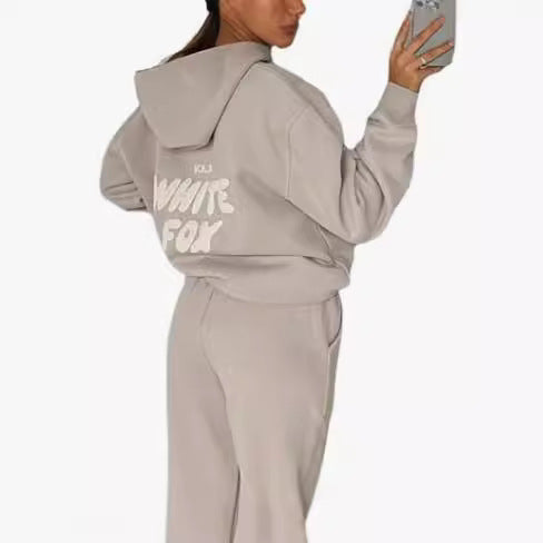 European and American spring, autumn and winter new sweatshirt set fashion sports LOGO long-sleeved pullover hooded sweatshirt two-piece set