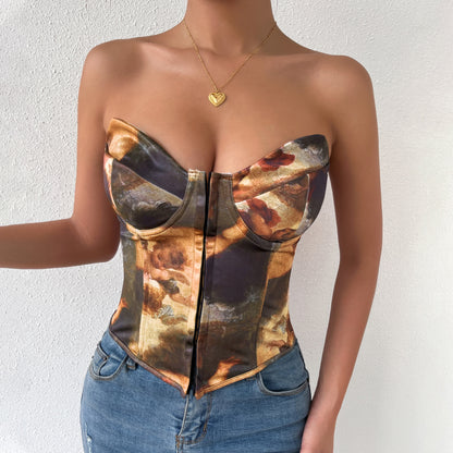 Trendy Colorblock Backless Steel-Ring Vest – European &amp; American Style | Free Shipping