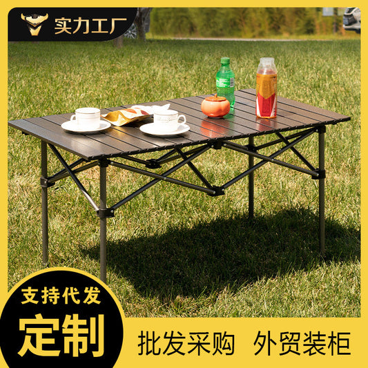 Outdoor Folding Table Metal Egg Roll Table Portable Camping Picnic Table Setting Table Camping Barbecue Self Drive Tour