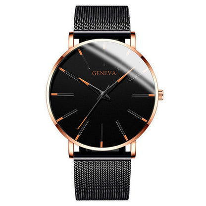 fashion blue needle men's watch men's watch quartz watch mesh belt spot one piece