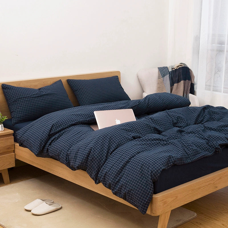Simple cotton fitted sheet style naked sleeping solid color four-piece set