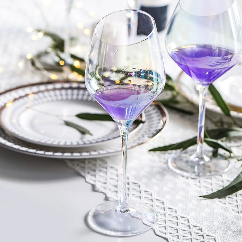 Haoyue cold spring rainbow ion plating crystal glass red wine glass goblet oblique wine glass champagne cup